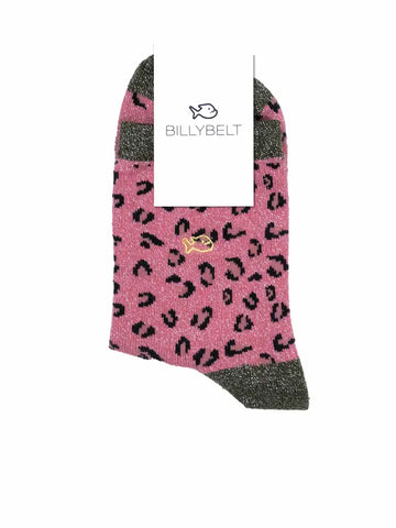 Glitzer Leo-Socken Mauve/Khaki