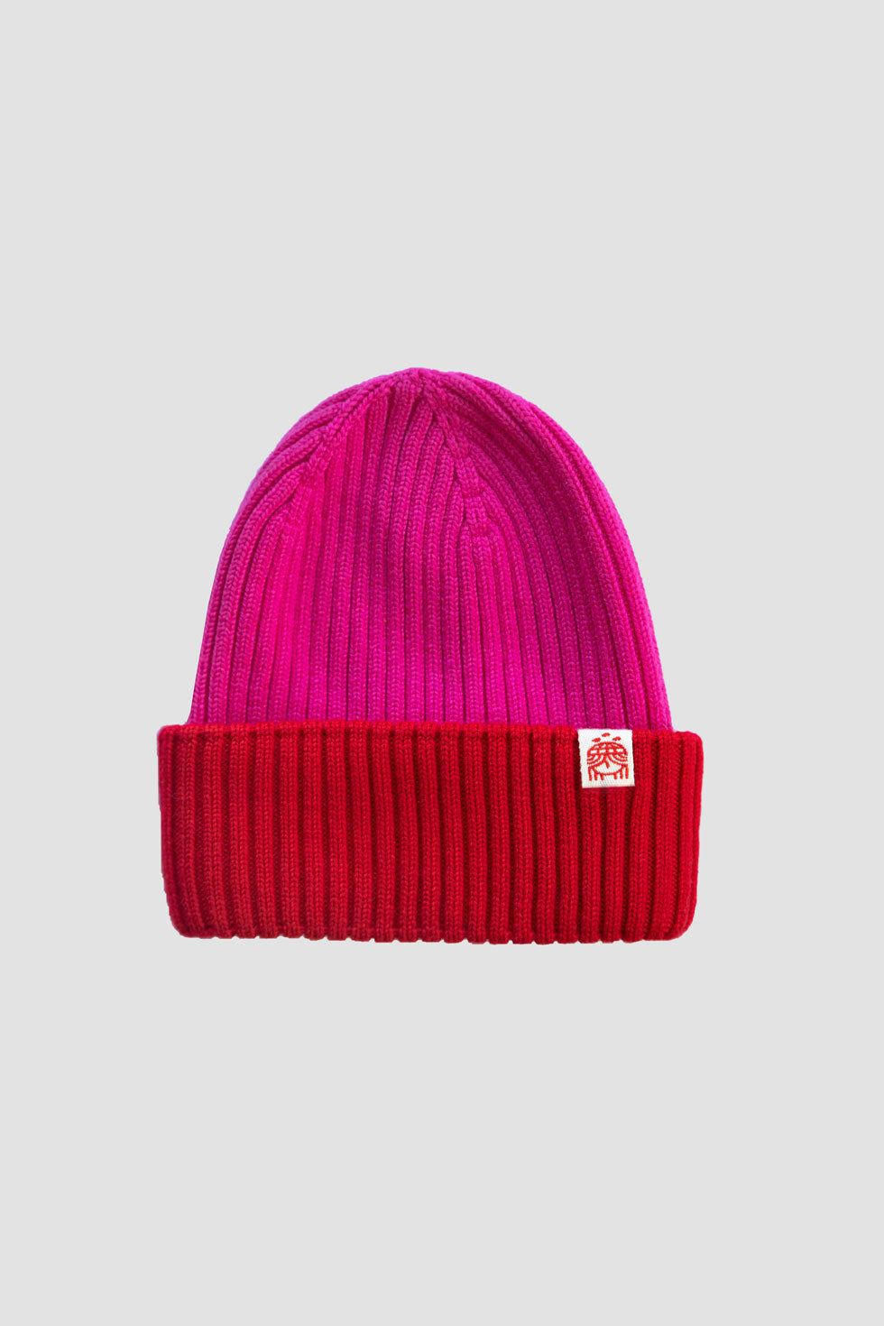 Strickmütze pink rot Block