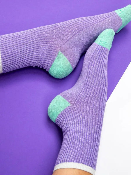Glitzer-Socken Flieder/Mint