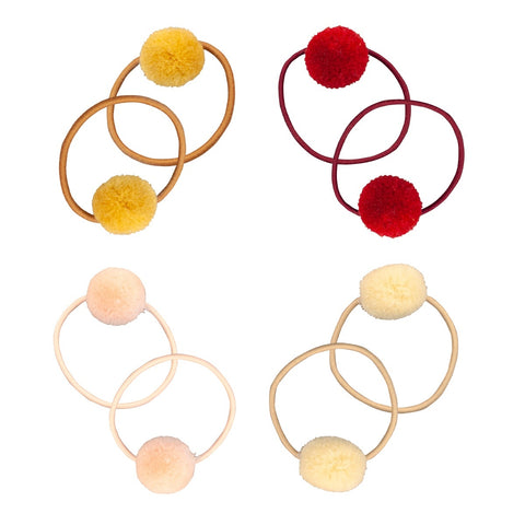 PomPom Haargummis 8er Set