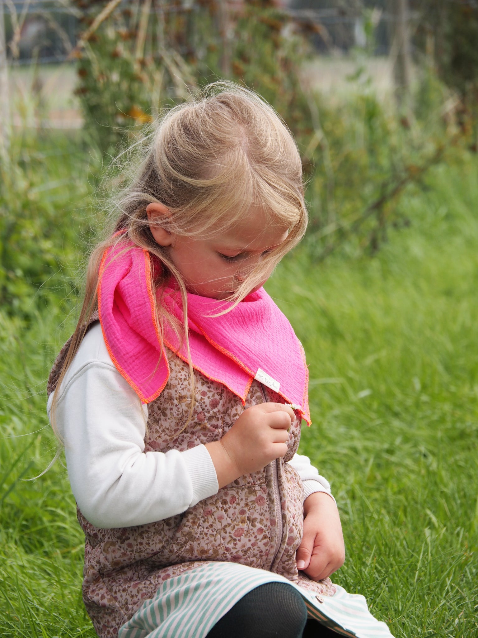 Kids-Musselintuch Neonpink