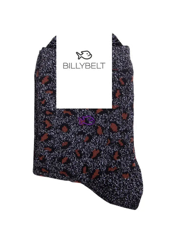 Glitzer Leo-Socken Grau/Braun
