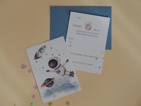 6er Set Weltraum Einladungskarten