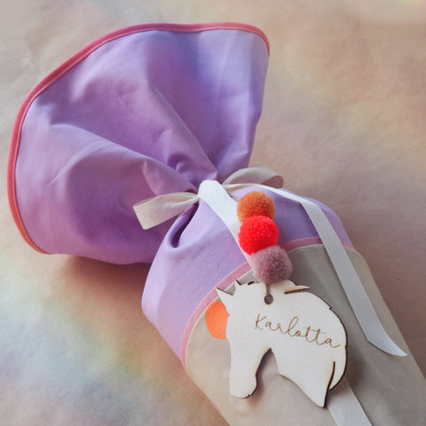 Schultüte Basic + Anhänger + Siebdruckpunkten 35cm