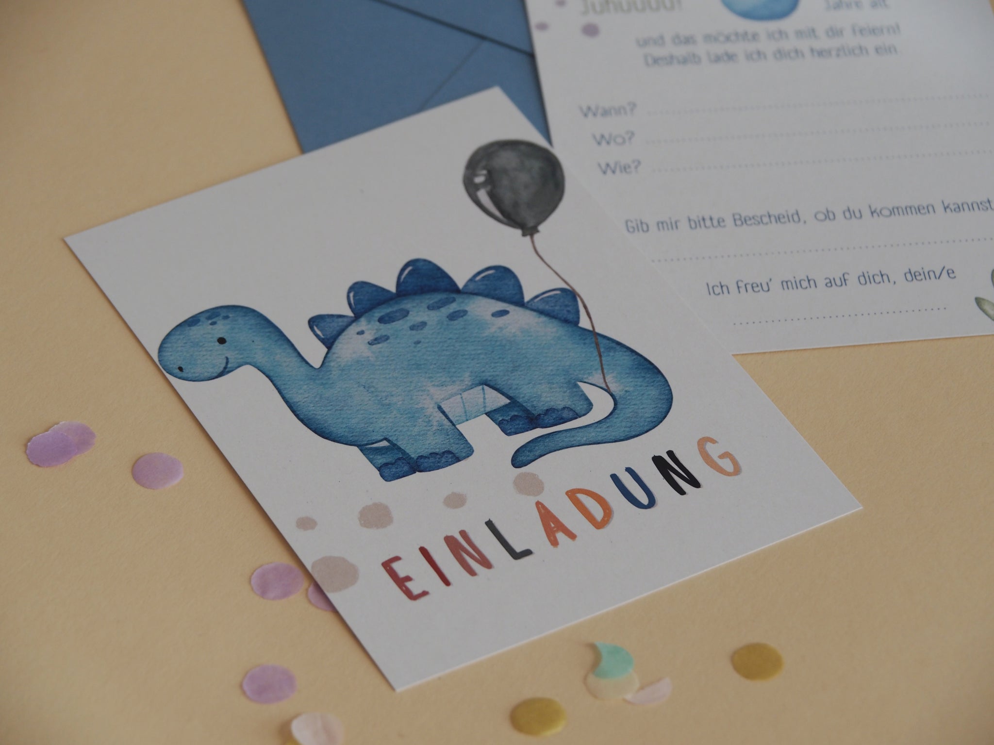 6er Set Dino Einladungskarten
