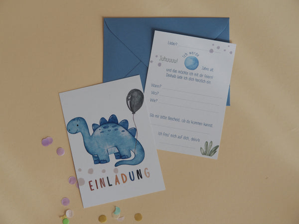 6er Set Dino Einladungskarten