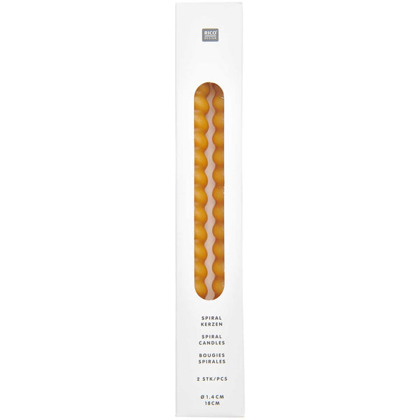 2er Set Spiralkerze 1,4cm mustard