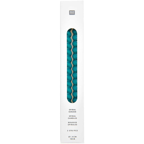 2er Set Spiralkerze 1,4cm petrol