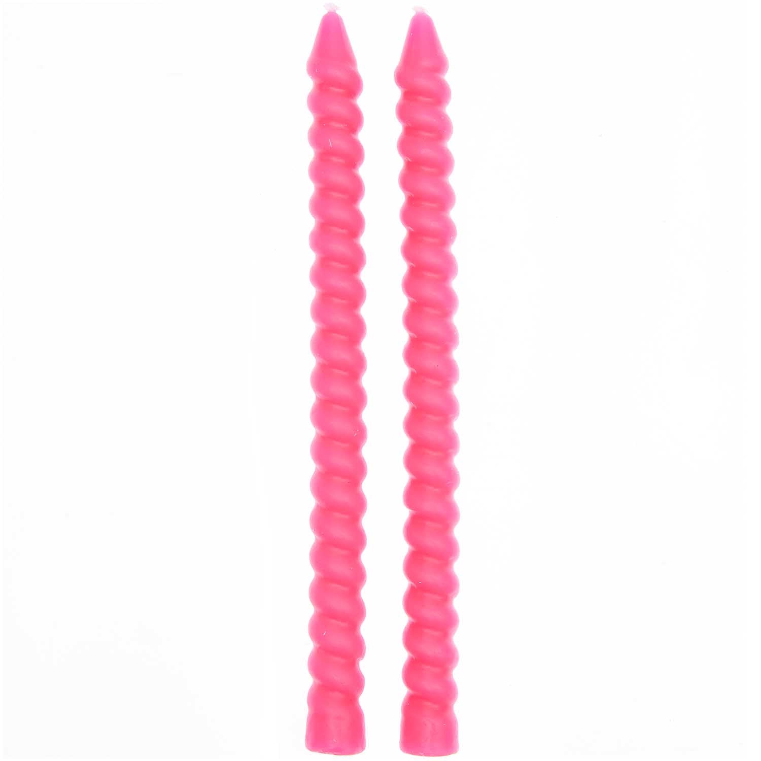 2er Set Spiralkerze 1,4cm neonpink