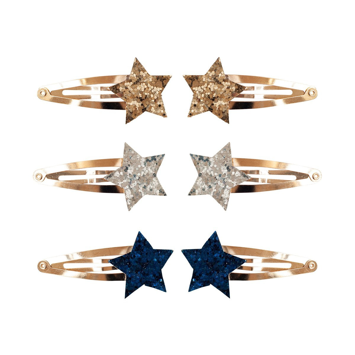 2er Set Glitzer-Haarspangen Gold/Silber/Dunkelblau