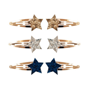2er Set Glitzer-Haarspangen Gold/Silber/Dunkelblau