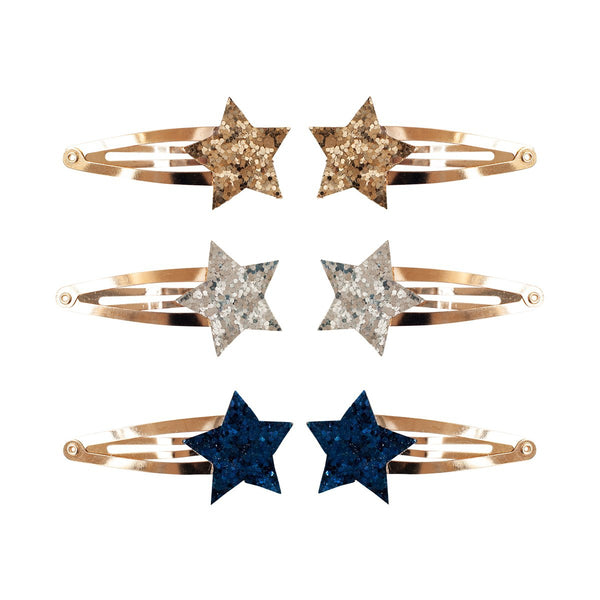 2er Set Glitzer-Haarspangen Gold/Silber/Dunkelblau
