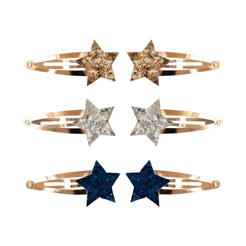 2er Set Glitzer-Haarspangen Gold/Silber/Dunkelblau