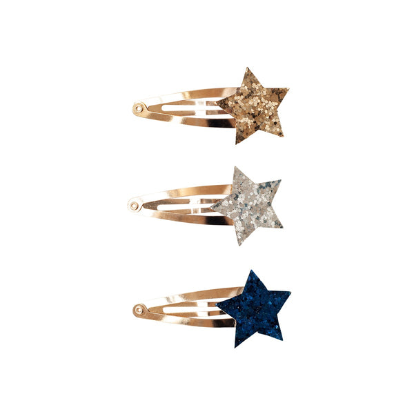 2er Set Glitzer-Haarspangen Gold/Silber/Dunkelblau